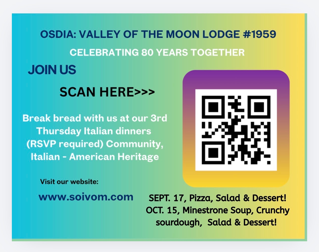 Valley of the Moon Lodge event flyer